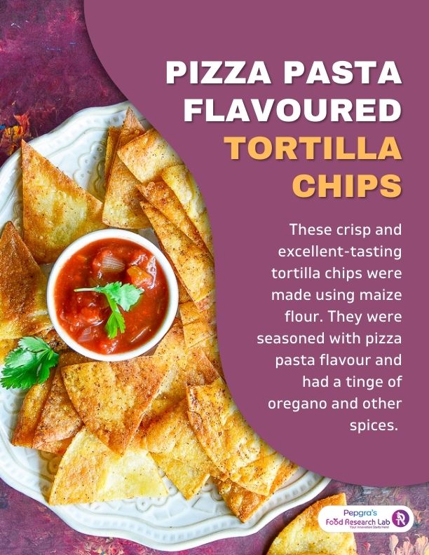 Pizza pasta flavoured tortilla chips