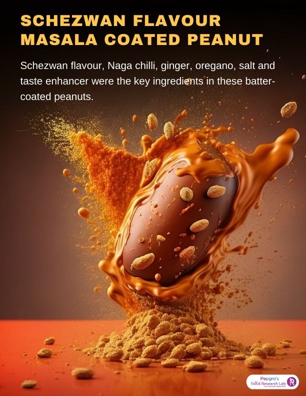 Schezwan flavour masala coated peanut