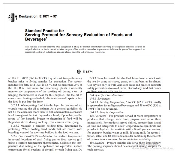 Sensory acceptability study